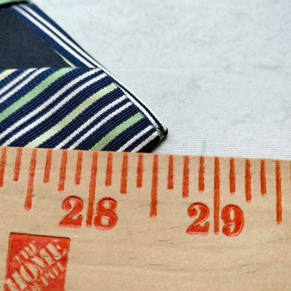 Nautica Silk Necktie Tie Blue Gray Green Stripes Preppy Made in USA - Picture 6 of 7